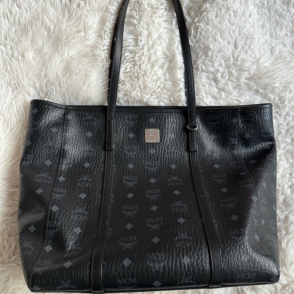 MCM Black Leather Tote Bag